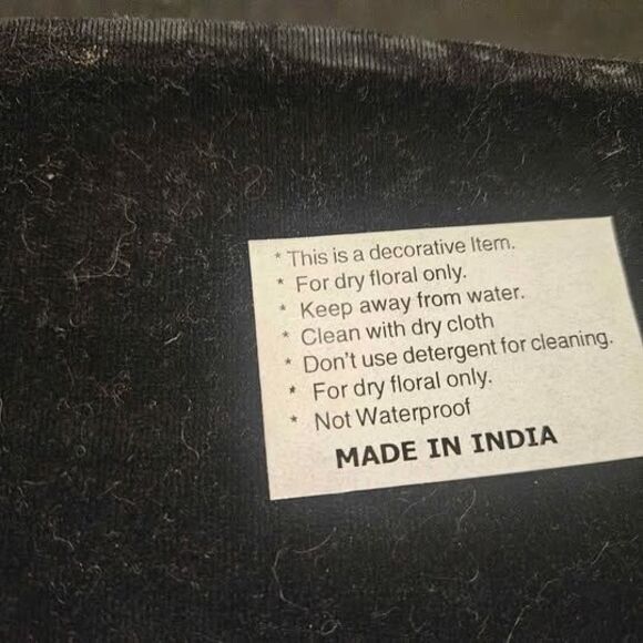 Made in India Heavy Water Flower Black Ceramic Pitcher 12" - Picture 6 of 7